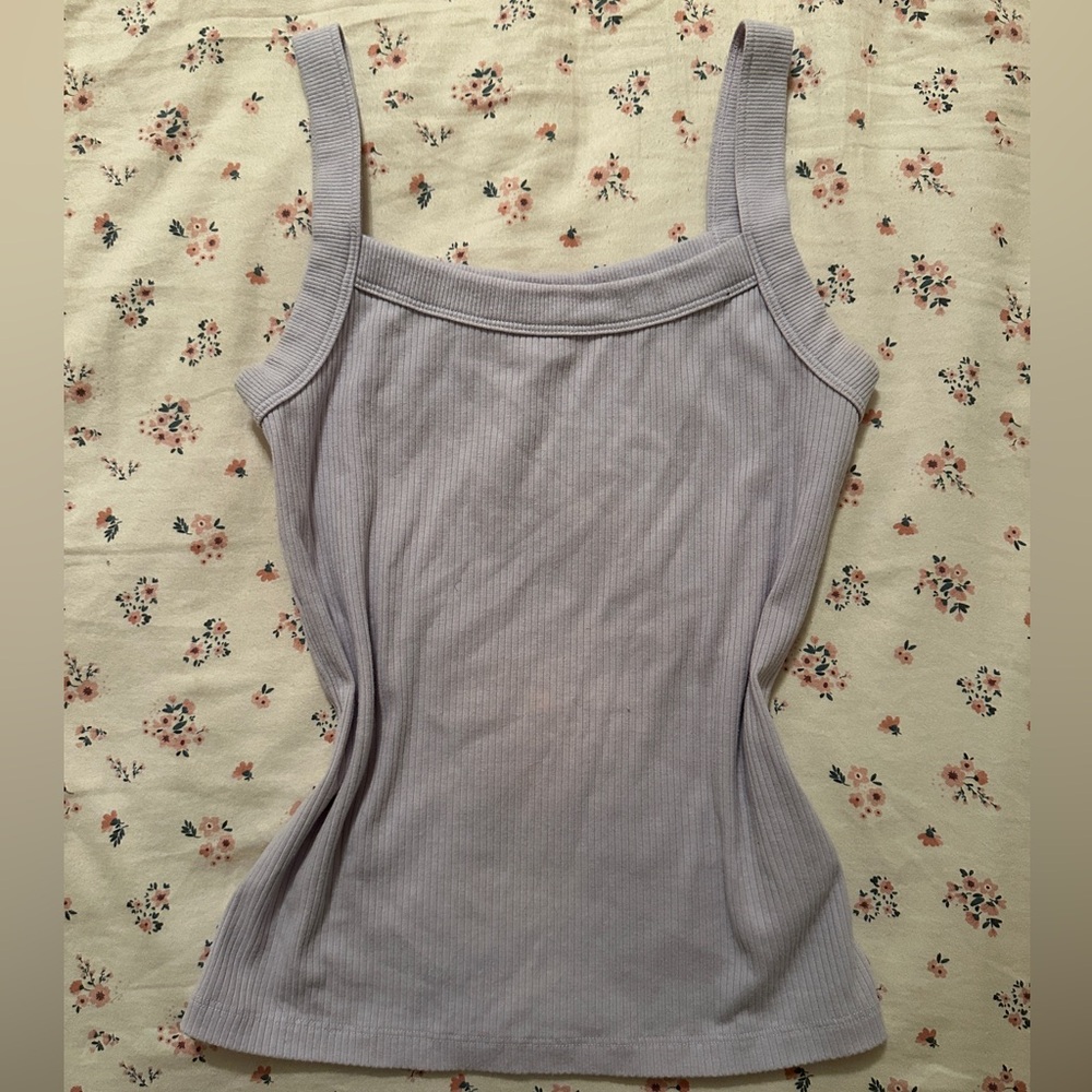 American Eagle Outfitters Ribbed Square-Neck Camisole - Light Lavender